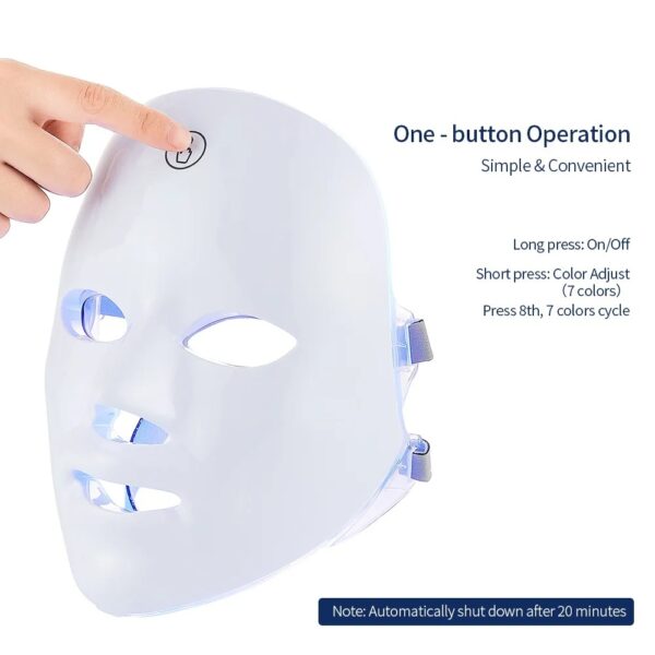 7-Color LED Light Therapy Mask with Neck Treatment - Professional Anti-Aging Facial Device for Skin Tightening, Whitening & Rejuvenation
