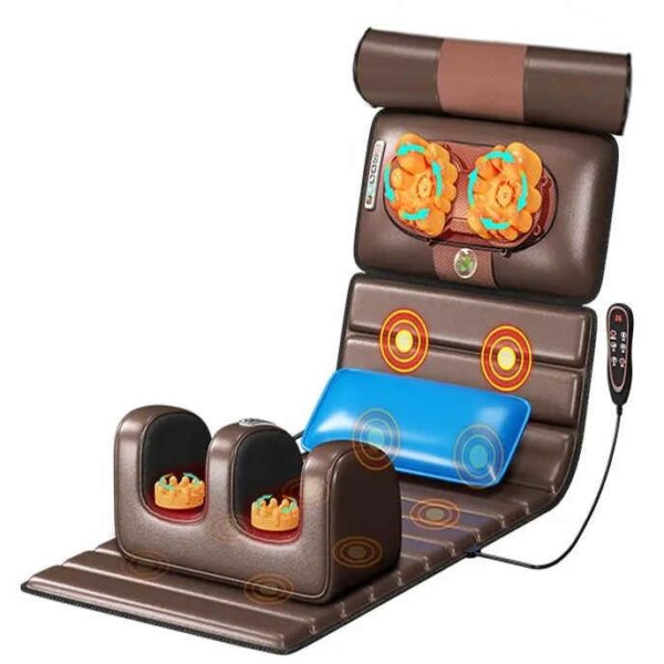 Full Body Vibrating Massage Cushion with Neck Massager – Memory Foam Mattress Pad with Heat Therapy