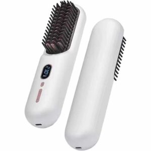Portable USB Rechargeable Hair Straightener Brush