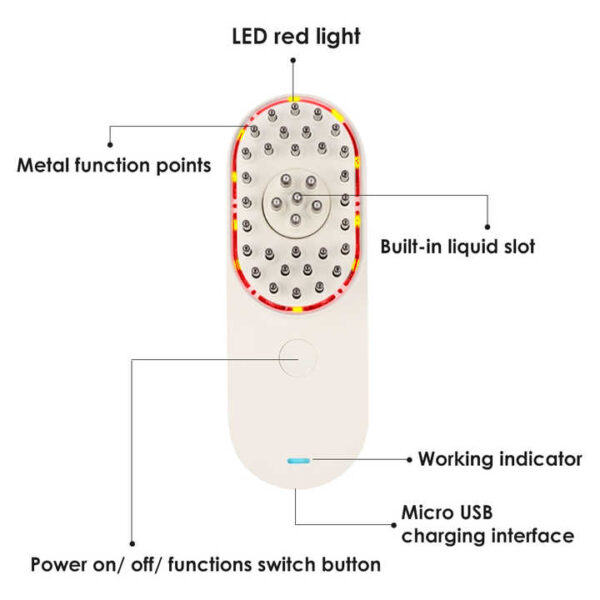 Red Light Vibrating Hair Growth Scalp Massager Brush